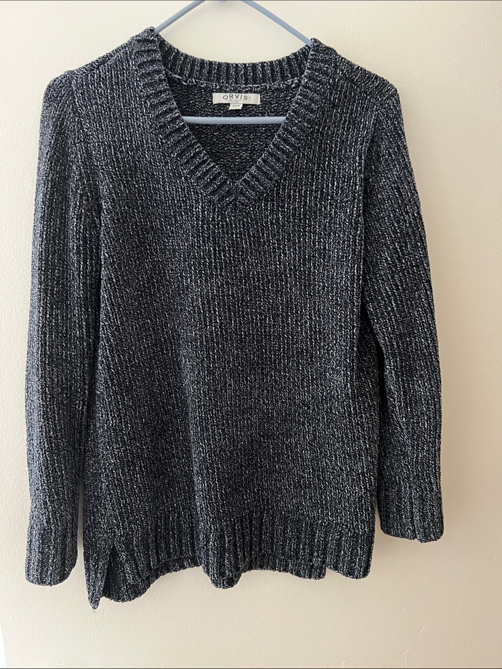 Orvis Women's Charcoal Ribbed V-Neck Sweater